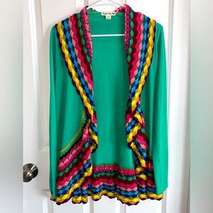 Double Zero Green Crochet Cardigan Size S